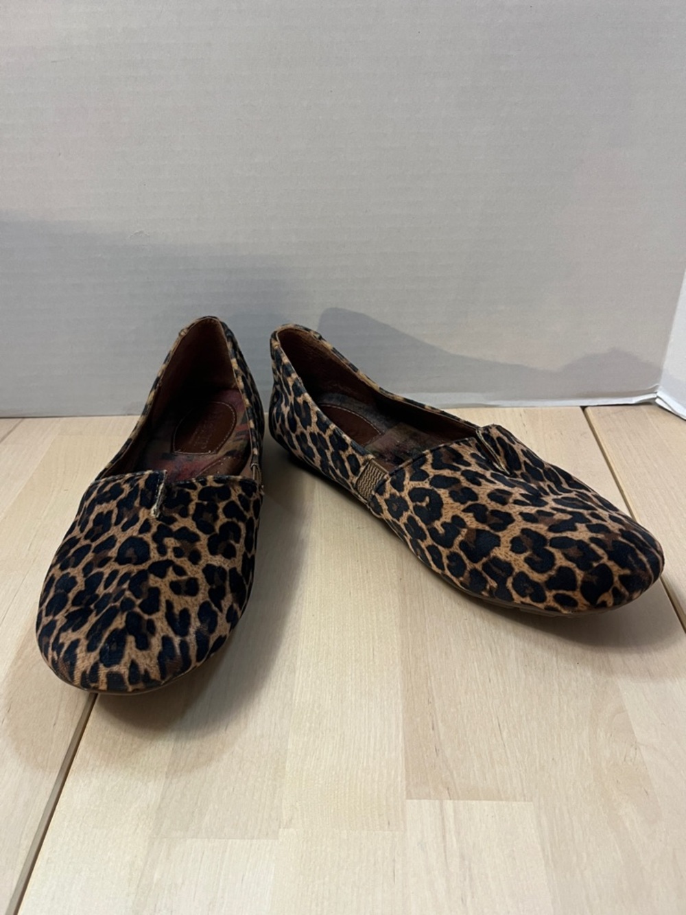 Born Women's Leopard Print Fabric Flats Slip On Shoes Brown Black Women’s 8M